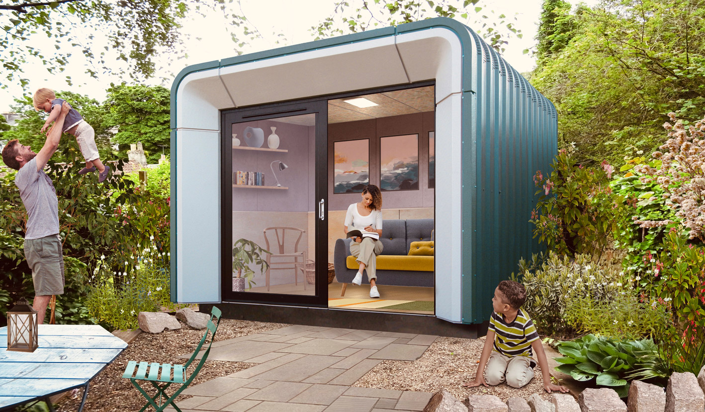 Rumipod-Garden-Room-Recreational-Use family using contemporary garden room